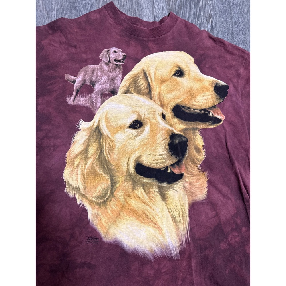 The Mountain Vintage Golden Retriever Dog Tie Dye T-Shirt XXL Burgundy 2000